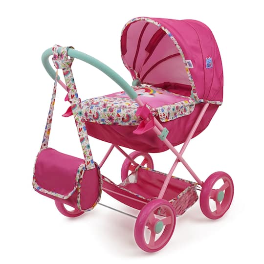 509 Crew Baby Alive Pink and Rainbow Deluxe Classic Doll Pram